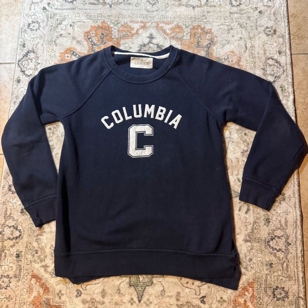 Columbia Blue Crewneck Sweater with Ribbed Cuffs